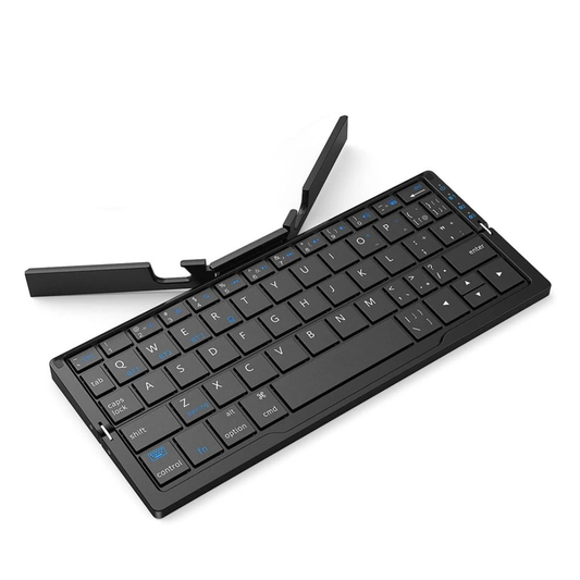 Teclado plegable bluetooth con soporte para movil y tablet.