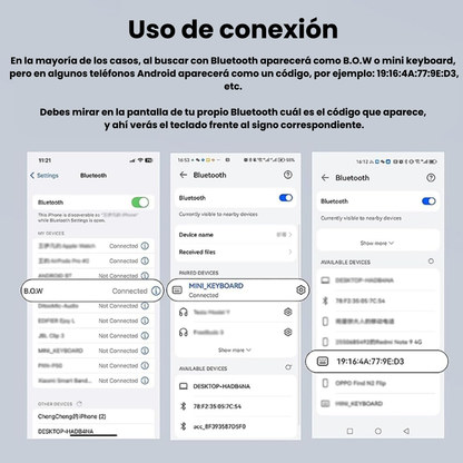 Teclado plegable bluetooth con soporte para movil y tablet.